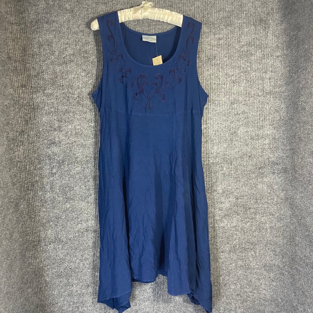 HolyClothing Dress Womens XL/1X Blue NEW Embroidered Handkerchief Hem Boho